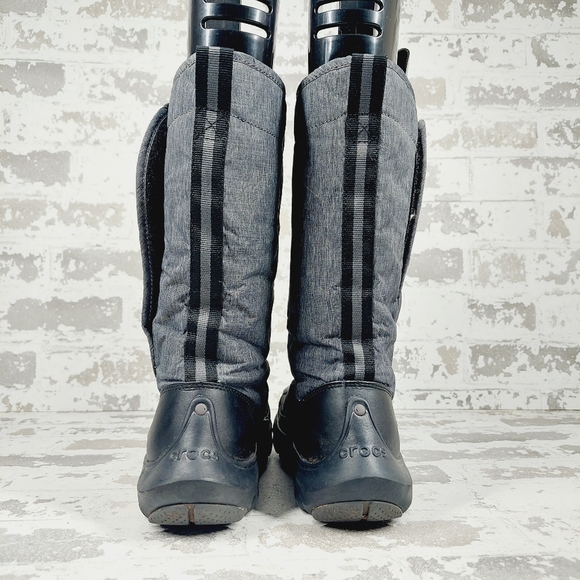 Crocs Duet Busy Day Fleece Lined Round Toe Grey Nylon Boots O211 - Picture 6 of 12